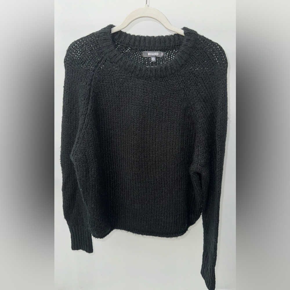 Missguided Black Knit Sweater, Size 2